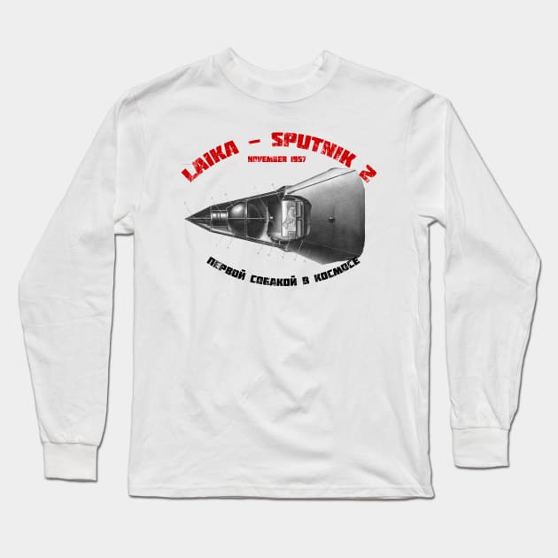 Laika - Sputnik Spacecraft Long Sleeve T-Shirt by ocsling